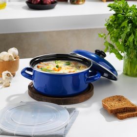 Schafer Komfort Pişir Sakla 18 cm Lacivert Emaye Tencere