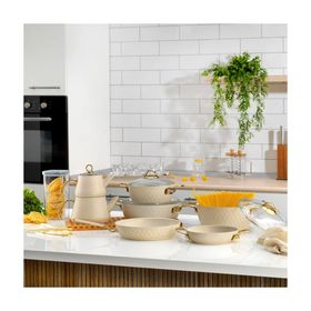 Schafer New Range Krem Rengi 11 Parça Yanmaz Yapışmaz Tencere Tava Çeyiz Seti