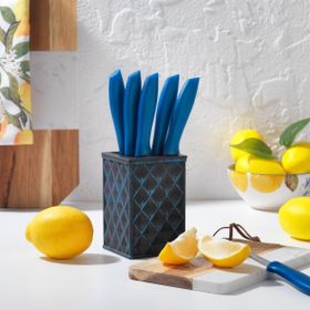 Schafer Quick Chef Standlı 7 Parça Mavi Bıçak Seti