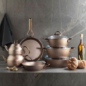 Schafer Range 11 Parça Bakır Granit Tencere Çeyiz Seti