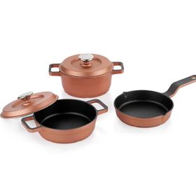 Schafer Retro Cast Mini Döküm 5 Parça Rosegold Tencere Seti
