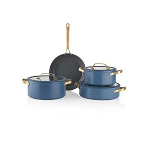 Schafer Sapphire 7 Parça Mavi Gold Seramik Tencere Seti