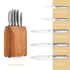 Schafer Solide Ahşap 6 Parça Kahverengi 01 Bıçak Seti