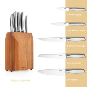 Schafer Solide Ahşap 6 Parça Kahverengi 01 Bıçak Seti