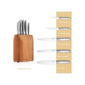 Schafer Solide Ahşap 6 Parça Kahverengi 01 Bıçak Seti