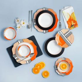 Schafer Talya 24 Parça 6 Kişilik Turuncu Yemek Takımı