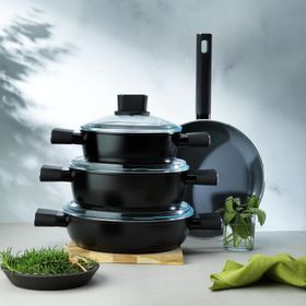 Schafer Titan 7 Parça-Siyah Seramik Tencere Seti