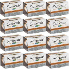 Schesir 12x70 gr Ton Balık ve Levrekli Naturel Kedi Konservesi