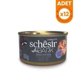 Schesir 12x80 gr After Dark Et Suyu içinde Tavuklu ve Ördekli Yetişkin Kedi Konservesi