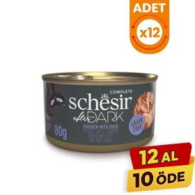 Schesir 12x80 gr After Dark Et Suyu içinde Tavuklu ve Ördekli Yetişkin Kedi Konservesi