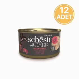 Schesir 12x80 gr After Dark Pate Tavuklu ve Sığır Etli Yetişkin Kedi Konservesi