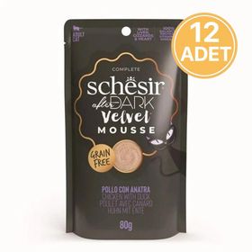 Schesir 12x80 gr After Dark Velvet Mousse Tavuklu ve Ördekli Yetişkin Kedi Yaş Maması
