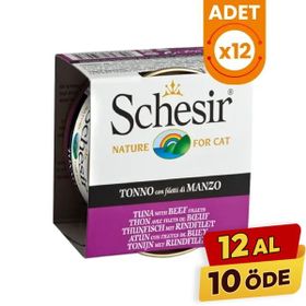Schesir 12x85 gr Ton Balık ve Sığır Etli Jöleli Konserve Kedi Maması