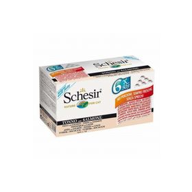 Schesir 6x50 gr Multipack Ton ve Somonlu Yetişkin Kedi Konservesi