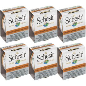 Schesir 6x70 gr Ton Balık ve Levrekli Naturel Kedi Konservesi