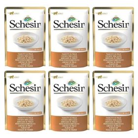 Schesir 6x85 gr Kıyılmış Tavuklu Soslu Pouch Kedi Konservesi