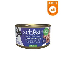 Schesir 6x85 gr Ton Balık ve Sığır Etli Jöleli Konserve Kedi Maması