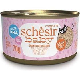 Schesir 70 gr Babycat Tavuklu ve Somon Balıklı Tahılsız Yavru Kedi Konservesi
