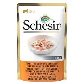 Schesir 85 gr Jöle İçinde Ton Balıklı ve Karidesli Yetişkin Kedi Konservesi