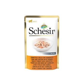 Schesir 85 gr Pouch Jelly Tavuklu Karidesli Kıyılmış Yaş Kedi Maması