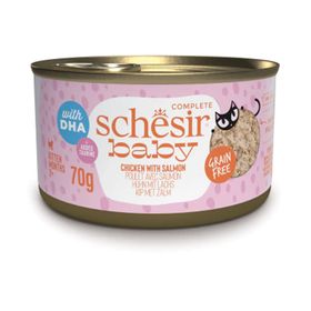 Schesir Baby Sos İçinde Tavuk ve Somonlu Tahılsız 70 gr Yavru Kedi Konservesi