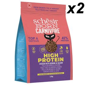 Schesir Born Carnivore 2 x 1.25 kg Tavuklu Somonlu ve Ringa Balıklı Tahılsız Kuru Kedi Maması