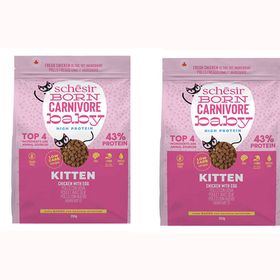 Schesir Born Carnivore 2 x 225 gr Baby Tavuk ve Yumurtalı Tahılsız Yavru Kuru Kedi Maması