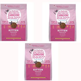 Schesir Born Carnivore 3 x 225 gr Baby Tavuk ve Yumurtalı Tahılsız Yavru Kuru Kedi Maması