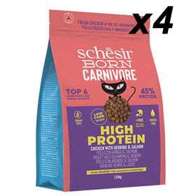 Schesir Born Carnivore 4 x 1.25 kg Tavuklu Somonlu ve Ringa Balıklı Tahılsız Kuru Kedi Maması