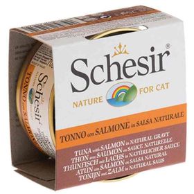 Schesir Cat Broth Naturel Sauce Ton Balıklı ve Somonlu 70 gr Kedi Konservesi