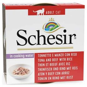 Schesir Cat İn Cooking Water 85 gr Ton Balıklı ve Sığırlı Kendi Suyunda Doğal Kedi Konservesi