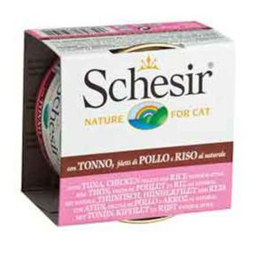 Schesir Cat Naturel Brine Rice Ton Balıklı Tavuk Etli ve Pirinçli 85 gr Kedi Konserve