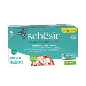 Schesir Jöle İçinde Ton Balığı ve Çipuralı Yetişkin 6x50 gr Konserve Kedi Maması