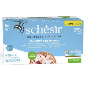 Schesir Ton Balığı ve Levrekli Jöle İçinde 6x50 gr Kedi Konservesi