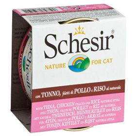Schesir Ton Balıklı Tavuklu ve Pirinçli Naturel 85 gr Kedi Konservesi