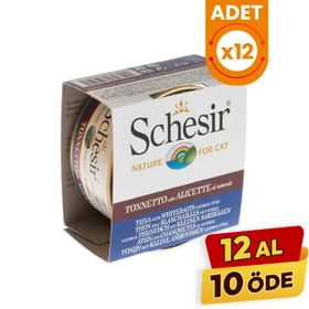 Schesir Ton Balıklı ve Ringa Balıklı 12x85 gr Naturel Konserve Kedi Maması