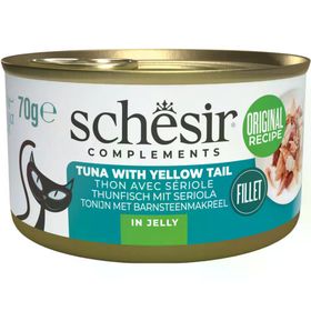 Schesir Ton ve Sarı Kuyruk Balıklı Jöle İçinde 70 gr Kedi Konservesi