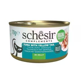 Schesir Ton ve Sarı Kuyruk Balıklı Jöle İçinde 70 gr Kedi Konservesi