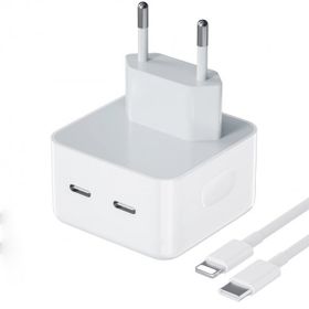 Schitec Apple Uyumlu 35W Beyaz Yeni Nesil Çift Type C Port Compact Çıkışlı Kablolu Ev Tipi Şarj Aleti
