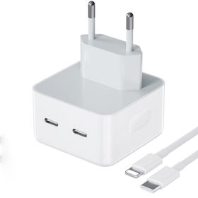 Schitec Apple Uyumlu 35W Beyaz Yeni Nesil Çift Type C Port Compact Çıkışlı Kablolu Ev Tipi Şarj Aleti