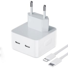 Schitec Apple Uyumlu 35W Beyaz Yeni Nesil Çift Type C Port Compact Çıkışlı Kablolu Ev Tipi Şarj Aleti