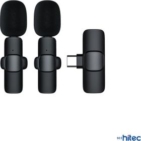 Schitec K9 Type-C Çift Kablosuz Wireless HD Siyah Yaka Mikrofonu