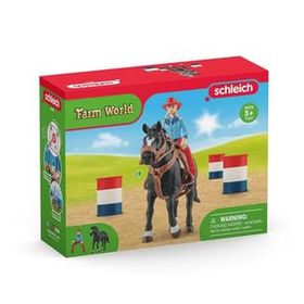 Schleich 42576 Kovboy Kız Ve Fıçılı At Yarışı