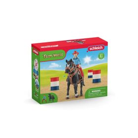 Schleich 42576 Kovboy Kız Ve Fıçılı At Yarışı