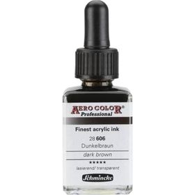 Schmincke 28 ml 606 Dark Brown Aero Color Akrilik Mürekkep