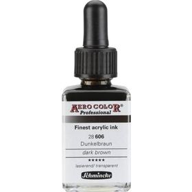 Schmincke 28 ml 606 Dark Brown Aero Color Akrilik Mürekkep