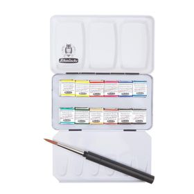 Schmincke 74012 Horadam Aquarell 12 X Yarım Tablet Metal Kutu Cep Artist Sulu Boya Seti
