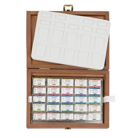 Schmincke 74524 Horadam Aquarell Ahşap Kutu Artist 24 x Tam Tablet Sulu Boya Seti