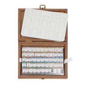 Schmincke 74548 Horadam Aquarell 48 Yarım Tablet Ahşap Kutu Artist Sulu Boya Seti