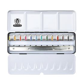 Schmincke 75412 Akademie Aquarell Metal Kutu 12 x Yarım Tablet Sulu Boya Seti